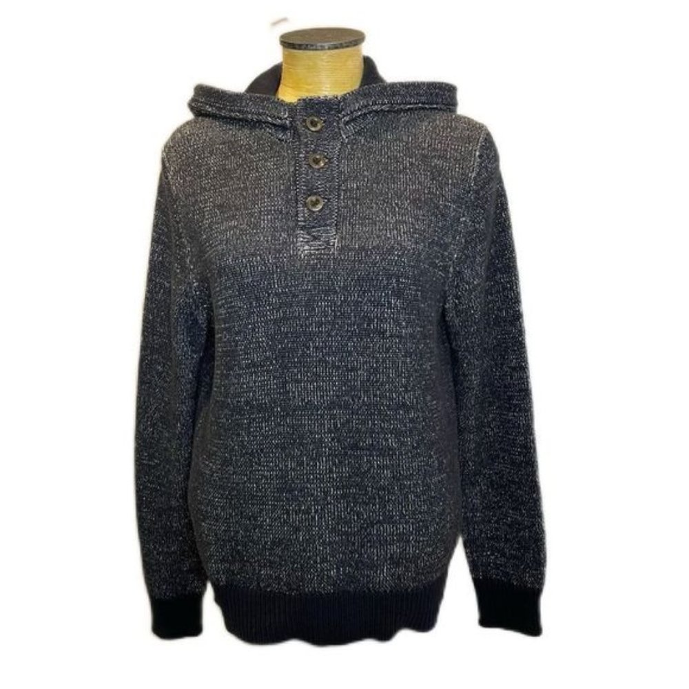 Banana Republic?Knit Hoodie Button Neck Small Gray